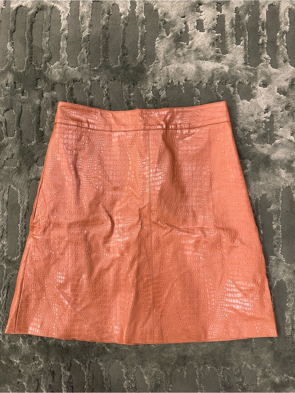 Chicwish Faux Croc A-Line Mini Skirt in Terracotta